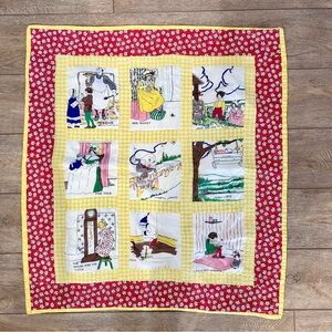 Vintage Nursery Rhyme Patchwork Quilt Reversible Humpty Dumpty Cotton